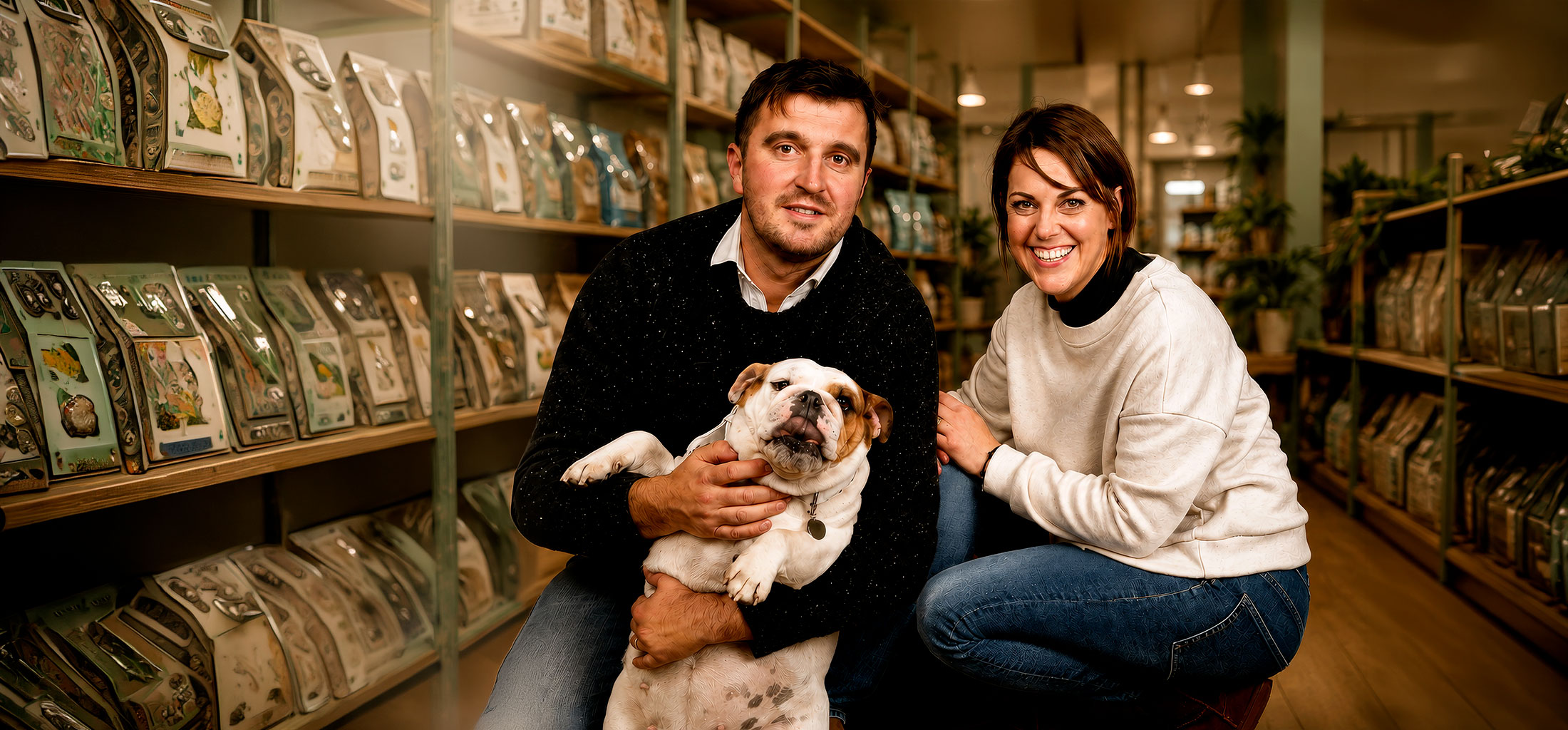 Andrea e Vanessa con il loro cane