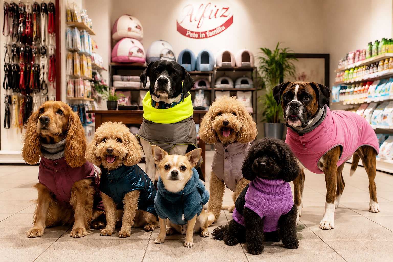 Cappottini impermeabili e dolcevita per cani da Alfüz